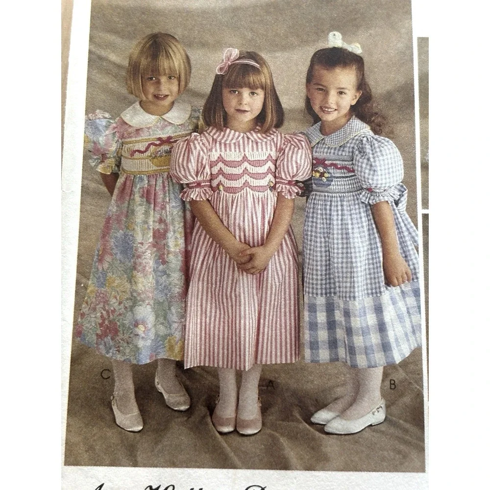 Vtg Ann Hallay Pattern Girls Dress Size 8 UNCUT Pleaterless Smocking 7002 1994